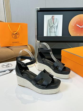 Hermes Elda Espadrille Black Heel 