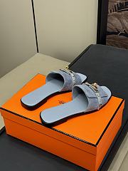 Hermes Giulia Blue Suede Sandal - 4