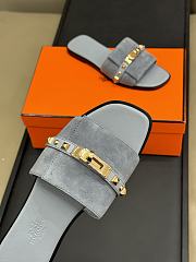 Hermes Giulia Blue Suede Sandal - 3