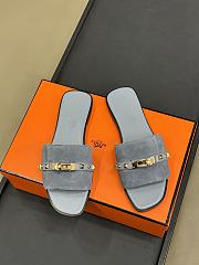 Hermes Giulia Blue Suede Sandal - 2