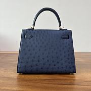 Hermes Kelly 25 Bag Navy Blue Ostrich Gold 25cm - 5