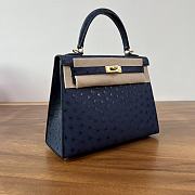 Hermes Kelly 25 Bag Navy Blue Ostrich Gold 25cm - 2