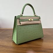 Hermes Kelly 25 Bag Green Ostrich Gold 25cm - 6