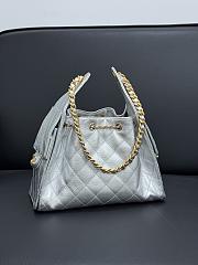Chanel 25 Small Handbag Silver Calfskin Gold 30x26x14cm - 5