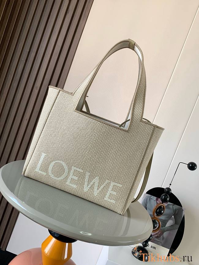 Loewe Medium Font Tote Jacquard Canvas 30x15x10cm - 1