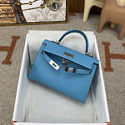 Hermes Mini Kelly Epsom Blue Silver 19cm - 2