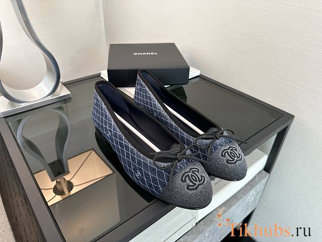 Chanel Ballerina Blue Denim Flat 02 - 1