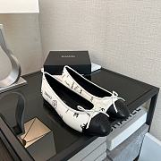 Chanel White Black Logo Ballerina Flat  - 1