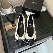 Chanel White Black Logo Ballerina Flat  - 4