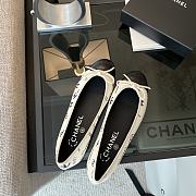 Chanel White Black Logo Ballerina Flat  - 2