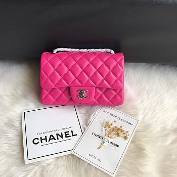 Chanel Small Flap Bag Fuchsia Pink Silver Lambskin 20cm