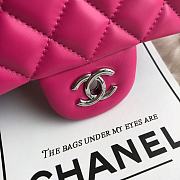 Chanel Small Flap Bag Fuchsia Pink Silver Lambskin 20cm - 6