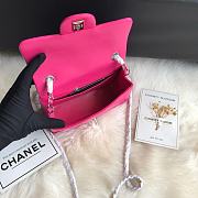 Chanel Small Flap Bag Fuchsia Pink Silver Lambskin 20cm - 3