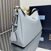 Prada Aimee Large Leather Shoulder Bag Blue 39x23x12cm - 5