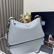 Prada Aimee Large Leather Shoulder Bag Blue 39x23x12cm - 4