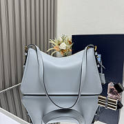 Prada Aimee Large Leather Shoulder Bag Blue 39x23x12cm - 3