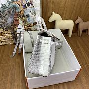 Hermes Kelly 25 Himalaya Niloticus Crocodile Silver 25cm - 3