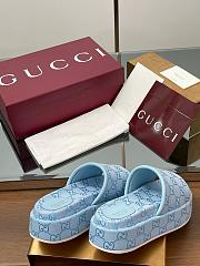 Gucci Women's GG Platform Sandal Blue - 4