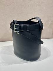 Prada Bucket Bag Belt Buckle Leather Black 26.5x29x18cm - 3
