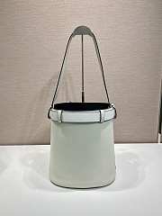 Prada Bucket Bag Belt Buckle Leather White 26.5x29x18cm - 3
