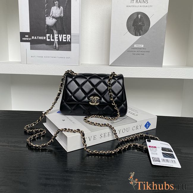 Chanel Clutch With Strap Black Lambskin 16.5x10x5cm - 1