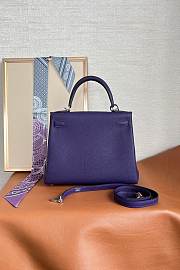 Hermes Kelly Bag Togo Purple Silver 25cm - 3