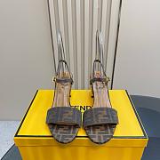 Fendi Delfina Brown FF Jacquard Sandals Heel 6.5cm - 4