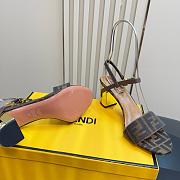 Fendi Delfina Brown FF Jacquard Sandals Heel 6.5cm - 3