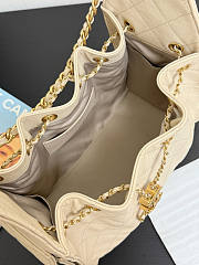 Chanel 25 Small Handbag Beige Calfskin Gold 30x26x14cm - 3