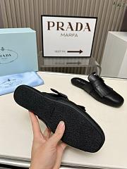 Prada Shuffle Fringed Black Leather Slippers - 4