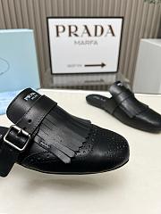 Prada Shuffle Fringed Black Leather Slippers - 3