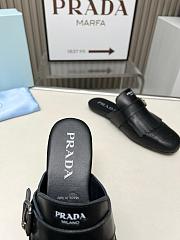 Prada Shuffle Fringed Black Leather Slippers - 2