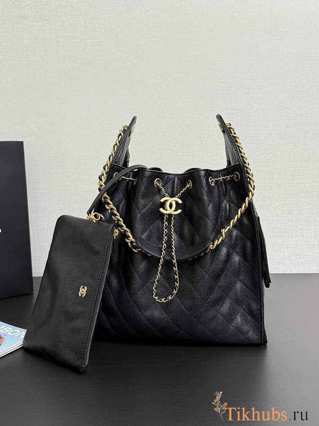 Chanel Medium 25C Hobo Bag Black Caviar Gold 40x30x15cm - 1