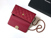 Chanel Flap Chain Bag Red Caviar Gold With Handle 18x10x4.5cm - 6