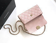 Chanel Flap Chain Bag Pink Caviar Gold With Handle 18x10x4.5cm - 5