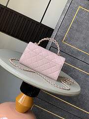 Chanel Flap Chain Bag Pink Caviar Gold With Handle 18x10x4.5cm - 3