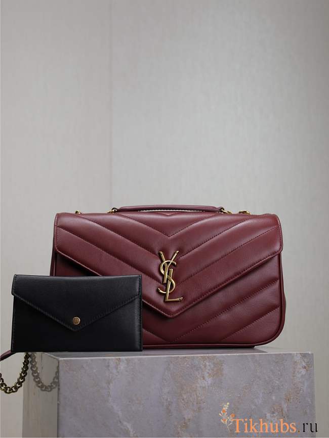 YSL Loulou Medium Matelassé Lambskin Red 29x17x8cm - 1