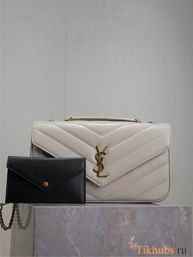 YSL Loulou Medium Matelassé Lambskin White 29x17x8cm - 1