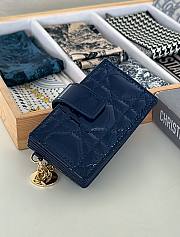 Dior Lady Jasmine Card Holder Navy Blue Patent 10.5cm - 3