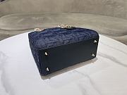 Dior Medium Lady Bag Blue Denim 24cm - 5