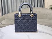 Dior Medium Lady Bag Blue Denim 24cm - 4
