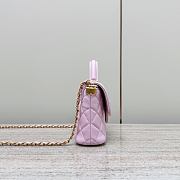 Chanel Small Flap Bag Top Handle Lambskin Gold Light Pink 20x14x6cm - 5