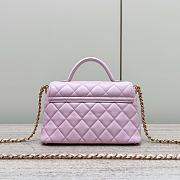Chanel Small Flap Bag Top Handle Lambskin Gold Light Pink 20x14x6cm - 4