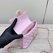 Chanel Small Flap Bag Top Handle Lambskin Gold Light Pink 20x14x6cm - 3