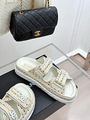 Chanel White Tweed Sandal Slides - 4