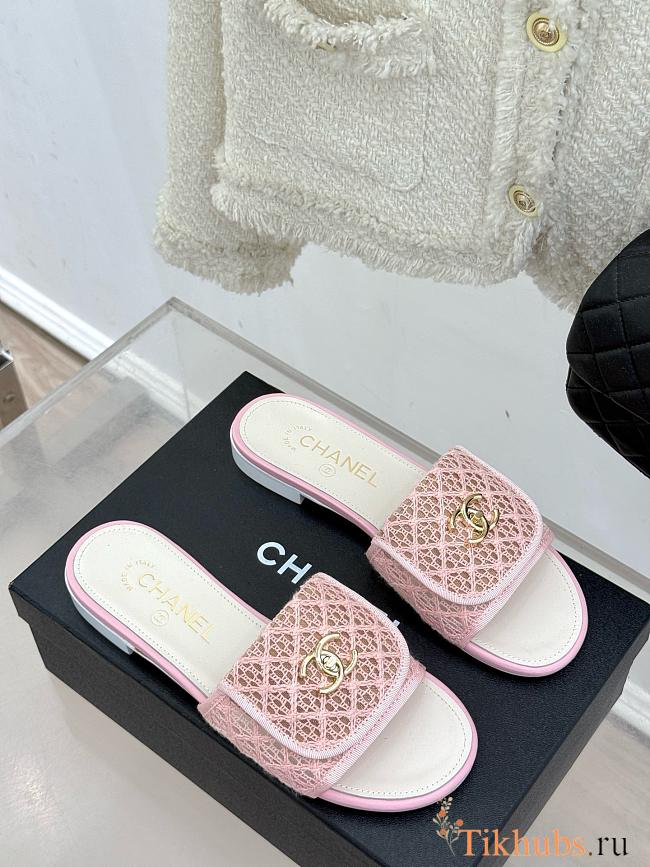 Chanel White Pink Slides 02 - 1