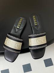 Gucci Women's Slide Sandal With Web Black White - 3