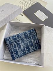 Dior Saddle Bloom Card Holder Blue 11x2x8cm - 3