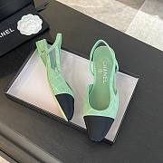 Chanel Slingback Green Suede Flat - 3