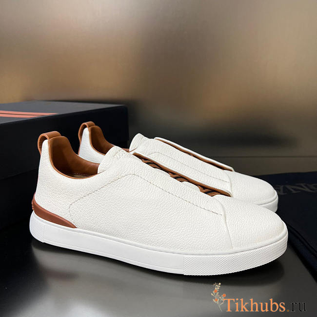 Zegna Off White Deerskin Triples Sneakers - 1